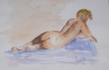 Pintura intitulada "desnudo-pensando.jpg" por Fareli, Obras de arte originais
