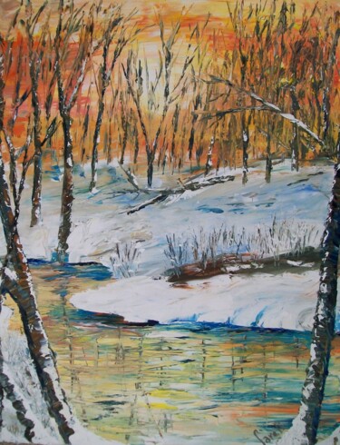 Painting titled "ICE WATER IN THE FO…" by Fareli, Original Artwork, Oil