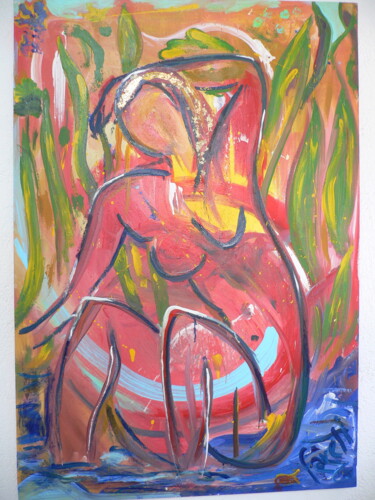 Painting titled "el baño" by Fareli, Original Artwork, Acrylic