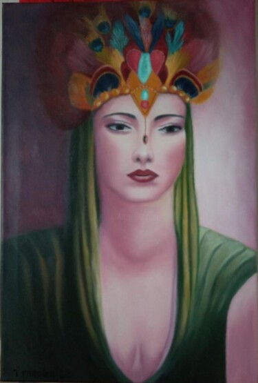 Malerei mit dem Titel "Princesse d'ailleurs" von Fargier Josiane, Original-Kunstwerk, Öl