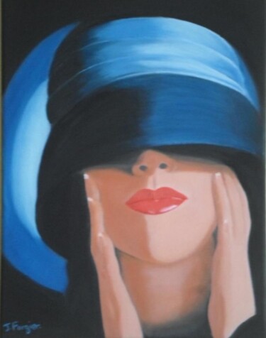 Malerei mit dem Titel "Le chapeau" von Fargier Josiane, Original-Kunstwerk, Öl