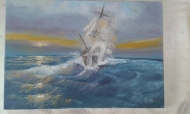 Peinture intitulée "bateau fantôme" par Farid Djedid, Œuvre d'art originale, Huile