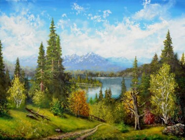 Pintura titulada "Paysage ensoleillé" por Farid Sid, Obra de arte original, Acrílico