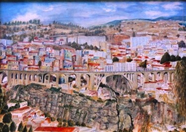 Peinture intitulée "Le Pont de Sidi Rac…" par Farida Benmahmoud, Œuvre d'art originale