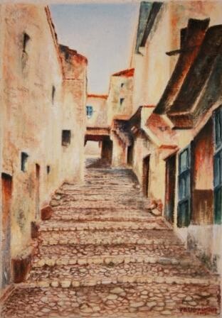 Peinture intitulée "Ancienne ruelle de…" par Farida Benmahmoud, Œuvre d'art originale