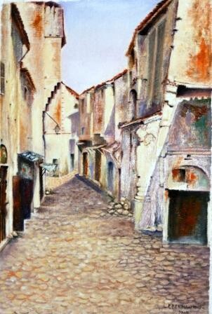 Peinture intitulée "Ancienne ruelle de…" par Farida Benmahmoud, Œuvre d'art originale