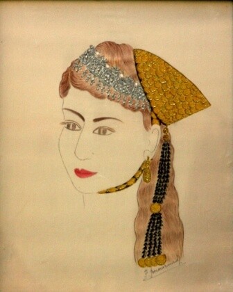 Peinture intitulée "coiffe constantinoi…" par Farida Benmahmoud, Œuvre d'art originale
