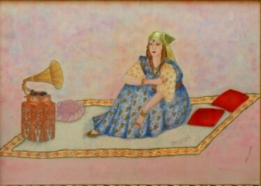 Painting titled "Tenue traditionnell…" by Farida Benmahmoud, Original Artwork
