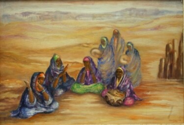 Peinture intitulée "Troupe de musicienn…" par Farida Benmahmoud, Œuvre d'art originale