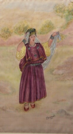 Peinture intitulée "La danseuse chaouia…" par Farida Benmahmoud, Œuvre d'art originale