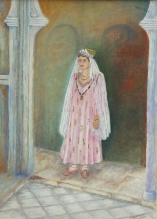 Peinture intitulée "Jeune mariée Consta…" par Farida Benmahmoud, Œuvre d'art originale