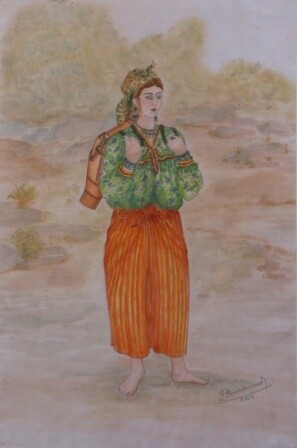 Peinture intitulée "Jeune femme kabyle…" par Farida Benmahmoud, Œuvre d'art originale