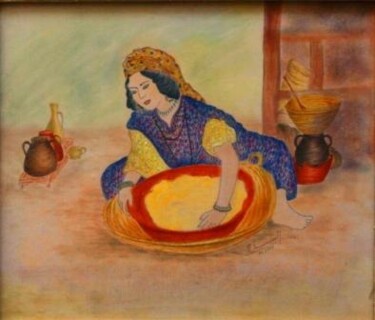 Painting titled "Laghouat .La prépar…" by Farida Benmahmoud, Original Artwork