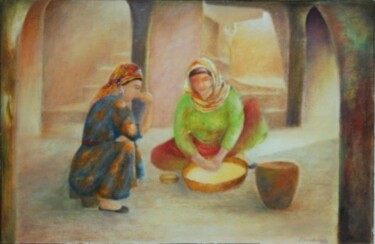 Painting titled "Les femmes de Ghard…" by Farida Benmahmoud, Original Artwork