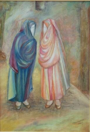 Painting titled "Conciliabules (pein…" by Farida Benmahmoud, Original Artwork