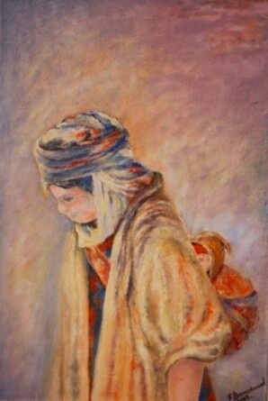 Peinture intitulée "L'orpheline (peintu…" par Farida Benmahmoud, Œuvre d'art originale