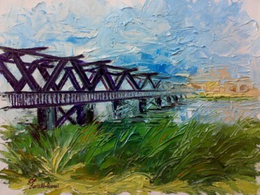 Peinture intitulée "Pont de fer" par Faris Al-Rawi, Œuvre d'art originale, Huile