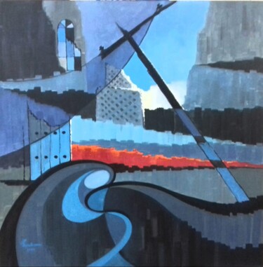 Schilderij getiteld "Trilogie Al-Mossoul…" door Faris Al-Rawi, Origineel Kunstwerk, Olie