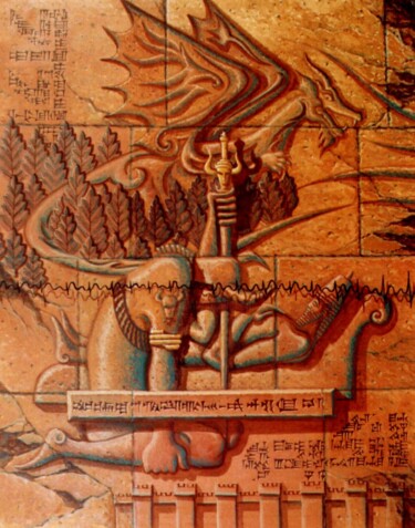 Malerei mit dem Titel "Trilogie Épopée de…" von Faris Al-Rawi, Original-Kunstwerk, Öl