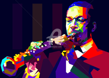 Artes digitais intitulada "John Coltrane Jazz…" por Fariza Abdurrazaq, Obras de arte originais, Impressão digital