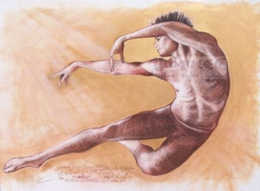 Painting titled "The Golden Dancer" by Farkas Fischhof, Original Artwork, Oil