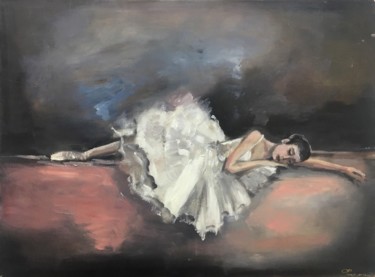 Painting titled "Ballerina, Oil pain…" by Elena Farshidi, Original Artwork, Oil Mounted on Wood Stretcher frame