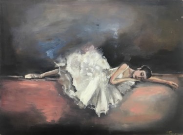 Ζωγραφική με τίτλο "Ballerina, Oil pain…" από Елена Фаршиди, Αυθεντικά έργα τέχνης, Λάδι Τοποθετήθηκε στο Ξύλινο φορείο σκελ…