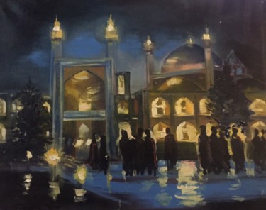 Peinture intitulée "Mosque Wall Art, Wa…" par Elena Farshidi, Œuvre d'art originale, Huile Monté sur Châssis en bois