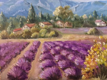 Painting titled "French provence, Or…" by Elena Farshidi, Original Artwork, Oil Mounted on Wood Stretcher frame