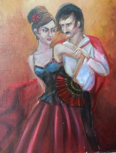 Картина под названием "Dancing Couple, Pai…" - Елена Фаршиди, Подлинное произведение искусства, Масло Установлен на Деревянн…