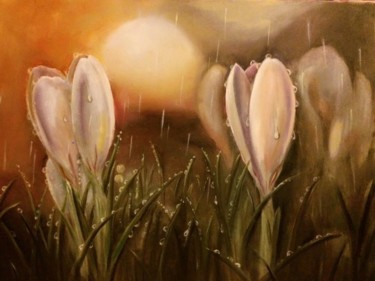 Картина под названием "Original Flowers, T…" - Елена Фаршиди, Подлинное произведение искусства, Масло Установлен на Деревянн…