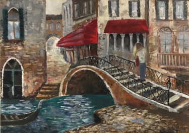 Painting titled "Venice Painting, It…" by Elena Farshidi, Original Artwork, Oil Mounted on Wood Stretcher frame