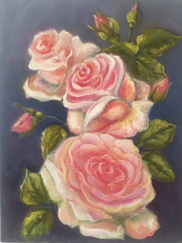 Peinture intitulée "Rose Painting, Orig…" par Elena Farshidi, Œuvre d'art originale, Huile Monté sur Châssis en bois