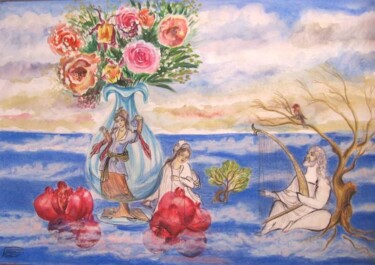 Painting titled "la poesie" by Farnaz Pishro, Original Artwork