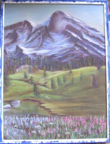 Painting titled "Montagnes au Québec" by Farnaz Pishro, Original Artwork, Pastel