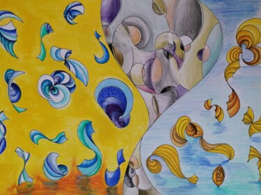 Dessin intitulée "Les coquillages" par Farnaz Pishro, Œuvre d'art originale, Crayon