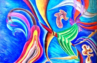 Desenho intitulada "La danse des couleu…" por Farnaz Pishro, Obras de arte originais, Cera
