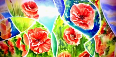 Dessin intitulée "Les coquelicots" par Farnaz Pishro, Œuvre d'art originale, Aquarelle