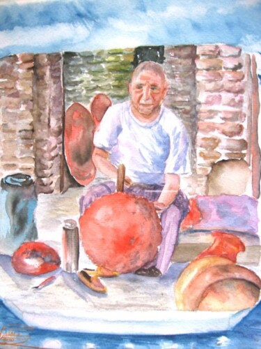 Peinture intitulée "Artisan de bazar" par Farnaz Pishro, Œuvre d'art originale