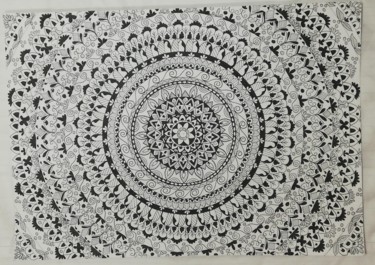 Drawing titled "mandala art" by Urooj Fatima Khan, Original Artwork, Gel pen Mounted on Other rigid panel