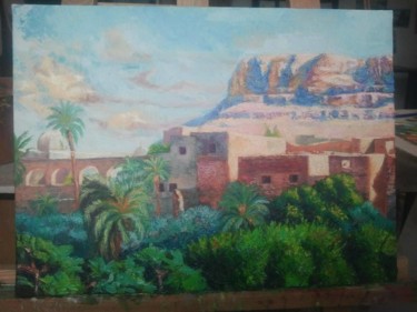 Peinture intitulée "Village de boussada…" par Farouk Taibi, Œuvre d'art originale