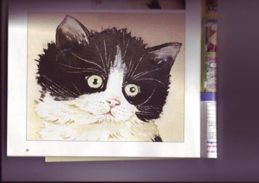 Peinture intitulée "le chat noir" par Chris, Œuvre d'art originale