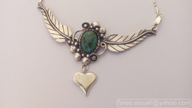 Artisanat intitulée "Charm silver neckla…" par Fares El Ouafi, Œuvre d'art originale, Bijoux