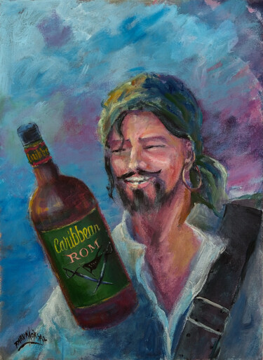 Painting titled "The pirate of the c…" by Faruk Köksal, Original Artwork, Acrylic