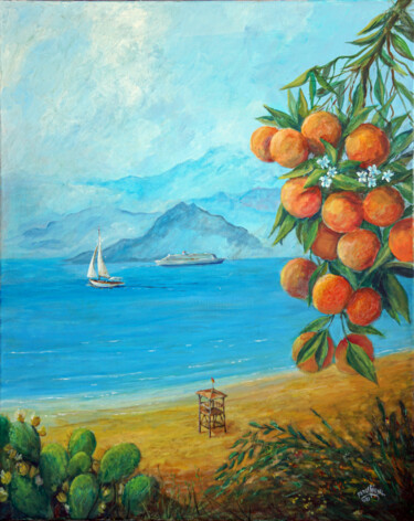 Malerei mit dem Titel "Orange blossoms" von Faruk Köksal, Original-Kunstwerk, Acryl