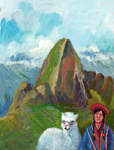 Malarstwo zatytułowany „Machu Picchu - Peru” autorstwa Faruk Köksal, Oryginalna praca, Akryl