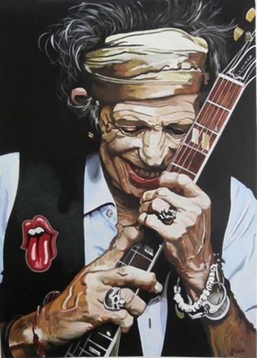 Peinture intitulée "KEITH RICHARDS" par Off Olivier Fasquel, Œuvre d'art originale