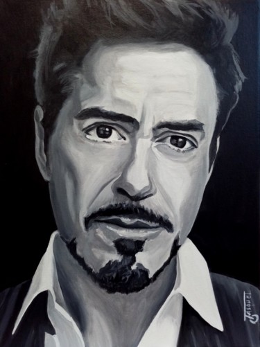 Pintura titulada "Robert Downey Junior" por Off Olivier Fasquel, Obra de arte original, Acrílico