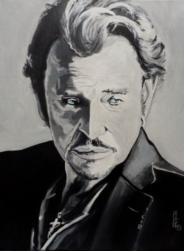 Painting titled "JOHNNY HALLYDAY" by Off Olivier Fasquel, Original Artwork, Acrylic