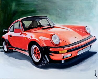 Painting titled "PORSCHE ROUGE" by Off Olivier Fasquel, Original Artwork, Acrylic